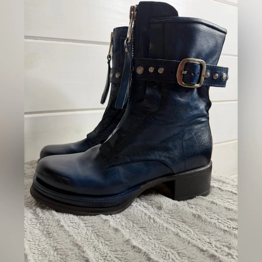 A.S.98 - B52213 - OCEANIC Blue Zipper Boots Italian Leather size 41 (9.5-10) - Picture 4 of 13
